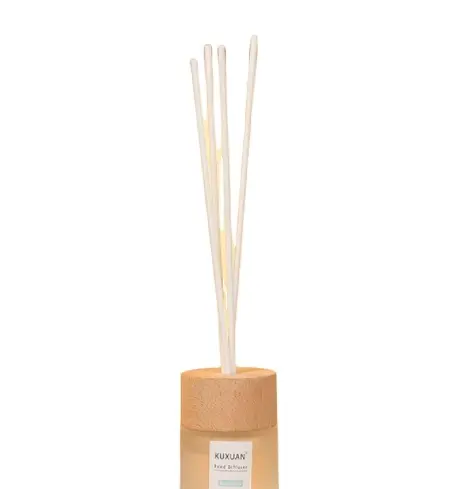50ML Round Glass Bottle Perfume Home Decoration Aroma Essential Oil Rattan Sticks Reed Diffuser with Wooden Flower