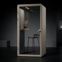 Cabine de bureau insonorisée ISO9001 mobile, ignifuge, acoustique, en acier inoxydable et verre, avec éclairage LED