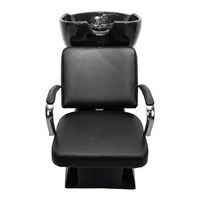 Chaise de lavage de cheveux et de chaise de luxe inclinable bon marché créative moderne en cuir noir pour salon de beauté