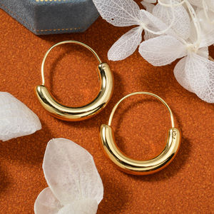 ต่างหูห่วงทรงเรขาคณิตทันสมัย ชุบทอง 18k สแตนเลสกันน้ำ ดีไซน์ใหม่ล่าสุด สำหรับทุกเพศ - Product Image 1