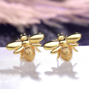 Pendientes de Abeja Chapados en Oro Hiva Geleo Vam, Aleación de Zinc, Joyería de Moda Unisex, Regalo - Product Image 6