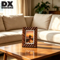 Bingkai Foto Kayu Solid DX Designs 4x6 5x7 8x10 Inch Model Diagonal Strip Warna Coklat, Dapat Diletakkan di Meja atau Dipasang di Dinding, Dekorasi Bingkai Gambar Kayu