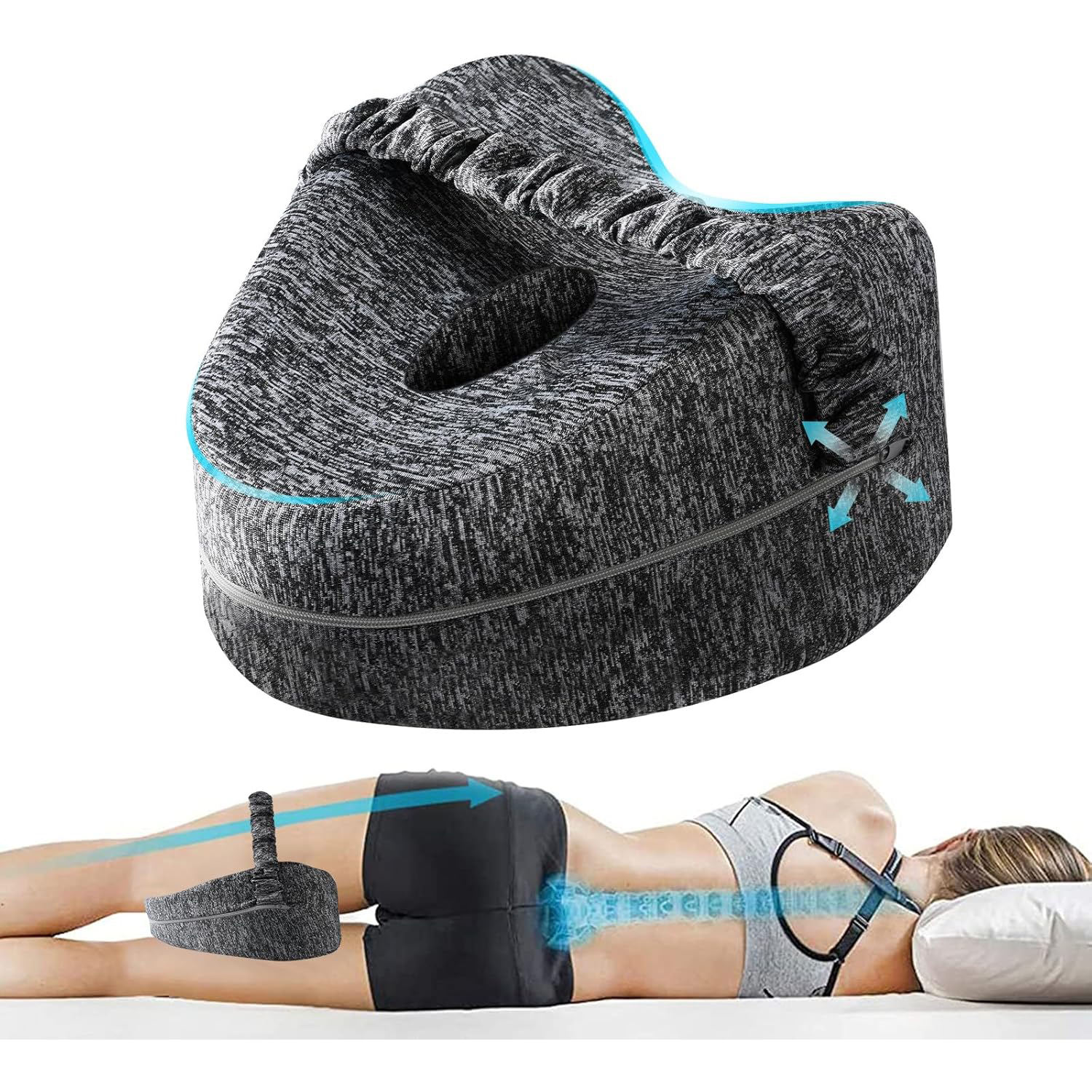 (White pillow core) Gray elastic strap hollow leg pillow