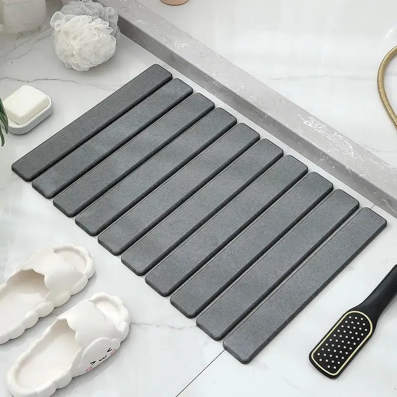 Rollable Diatomaceous Earth Bath Mat Absorbent Floor Mat Bathroom Fold Diatomite Stone Bath Mat