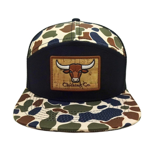 Gorra Trucker Personalizada de 7 Paneles con Visera Plana, Impresión por Sublimación, Camuflaje, con Parche de Cuero - Product Image 2