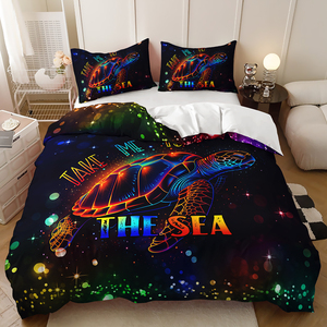 Màu Xanh Lá Cây Bộ Đồ Giường 3D In Kỹ Thuật Số Bohemian Dưới Nước Thế Giới Rùa Biển Duvet Cover Set - Product Image 5