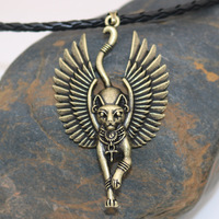 Collier populaire avec statue de chat Bastet de l'Égypte ancienne, sphinx égyptien, pendentif de chat mignon, vente en gros