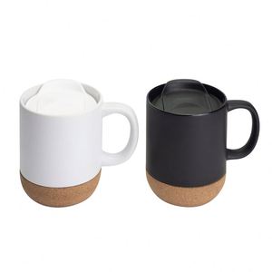 Taza de Café Cómoda con Base de Corcho de 14 oz, Taza Sublimable con Tapa de Plástico Fácil de Usar - Product Image 1