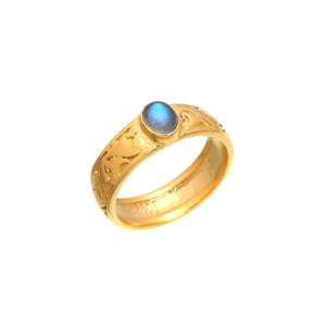 Anillo de labradorita chapado en oro de 18 quilates y plata de ley 925, joyería de boda para mujeres y hombres para fiestas y aniversarios - Product Image 1