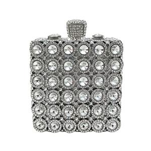 Pochette de soirée classique pour femme, ornée de strass carrés étincelants, sac de luxe en cristal avec chaîne amovible pour les sorties nocturnes et mariages - Product Image 6