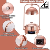 Chauffe-Plat Électrique de Luxe en Acier Inoxydable Or Rose 8L pour Buffet, Lampe Chauffante Infrarouge pour Traiteur