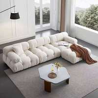 Ensemble de canapés modulaires capitonnés en tissu microfibre de style moderne, rectangulaires, avec pieds en bois massif, meubles de salon