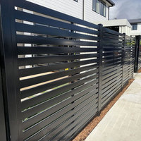Clôture d'intimité horizontale à persiennes en aluminium noir thermolaqué, écran à lattes en alu pour mur extérieur de villa et cour, 6 pieds, marque Prime