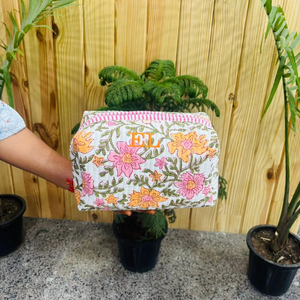 Ethnic Handmade Floral Cotton Down <b>Zip</b> Makeup Bag Bridesmaid Gifts Proposal Cosmetic Bag Women Cosmetic Bags - Product Image 1