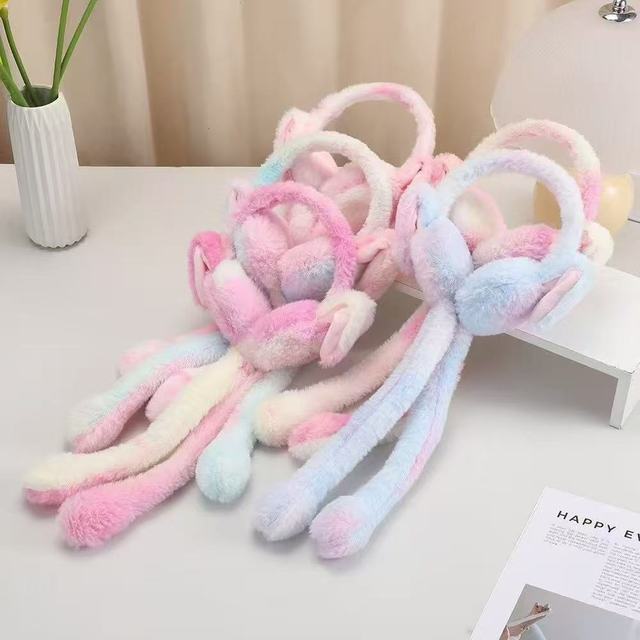 Moving Bunny Ears Warm Ear Muffs for Girls Students Children Cute Winter Ear Warmers & Ear Protection Plush Material