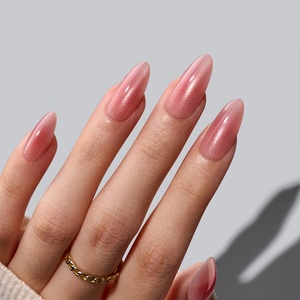 Uñas Postizas de Lujo Almendradas Medianas con Pegamento al por Mayor, Kit de Uñas a Presión Personalizadas Premium Ojo de Gato Rosa Ombre de Primavera, 30 unidades - Product Image 1