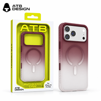 Étui de téléphone antichoc magnétique imperméable à l'eau avec béquille pour appareil photo ATB, finition mate antidérapante, dégradé bordeaux pour iPhone 18 Pro Max