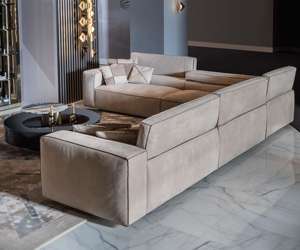 ハイエンドイタリア高級ソファリビングルームソファセットモダンモジュラーL字型ソファヌバックファブリック家庭用ソファ家具 - Product Image 4