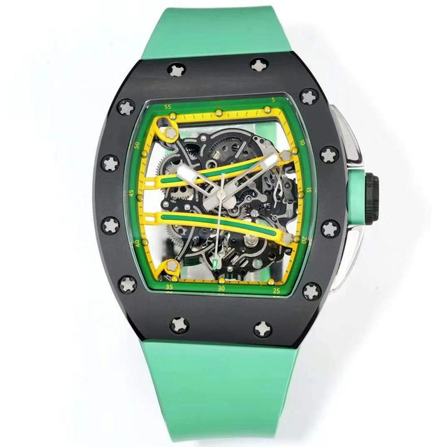RM61-01 Tourbillon Watch, Ceramic Bezel, Dual Track Skeleton Dial, Silicone Strap, Automatic Power Reserve Mechanical Watch