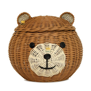 Cesta de mimbre para niños con forma de oso, organizador decorativo de ratán para la habitación infantil, de Vietnam - Product Image 1