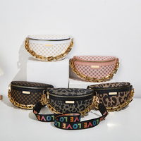 Sacs banane tendance personnalisés pour femmes avec chaîne, imprimé léopard, en cuir PU, pochettes pour téléphone, sacs messager de poitrine avec fermeture éclair, sacs de taille
