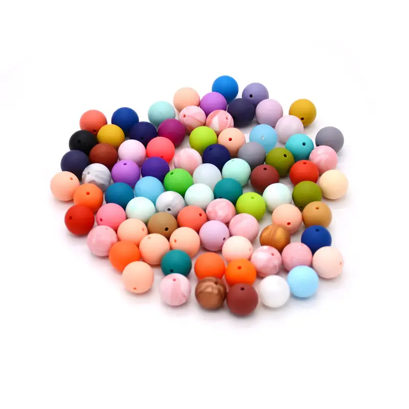 BPA Free Silicone Mọc Răng Hạt Vòng Loose Beads Điều Dưỡng Hữu Cơ Bé Chew Hạt Đầy Màu Sắc