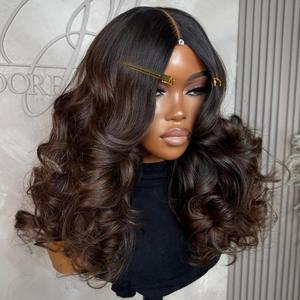 Parrucca Frontale in Pizzo Trasparente 13*4 Senza Colla, <span class=keywords><strong>Capelli</strong></span> Vietnamiti, Biondo Miele, Onde Voluminose, Marrone 13*6 HD 1B, Onde <span class=keywords><strong>Naturali</strong></span> Morbide - Product Image 3