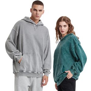 هودي فضفاض للجنسين من الصوف 420 جرام/متر مربع 100% قطن ثقيل الوزن بصباغة الشمع الكلاسيكية مع جيب - Product Image 5