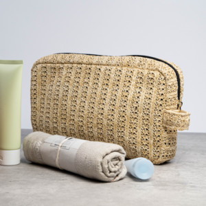 ISO BSCI Factory Sale Fashionable Large Vacation <b>Cosmetic</b> Bag Woven Straw Material Zipper Closure Logo Pattern Makeup <b>Storage</b> - Product Image 6