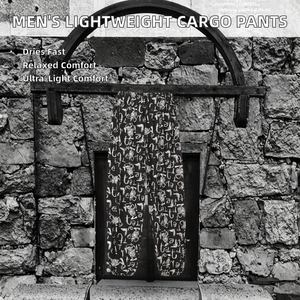 Pantalones Cargo Formales para Hombre, Corte Recto, Estilo Vintage, Ligeros, para Primavera/Verano, Color Negro/Blanco, Holgados, para Camping, con Frente Plano, Anti-Mosquitos - Product Image 2