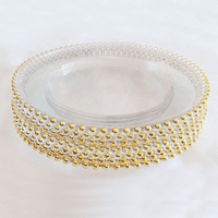 Assiette de service Xiangjin en plastique PS, écologique, durable, moderne, de luxe, avec perles dorées, logo personnalisé, motif personnalisé, pour décoration de mariage et de fête