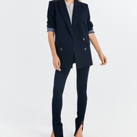 Nouveauté 2022 Blazer de bureau élégant pour femme en polyester tissé de haute qualité, manches lanternes, boutons, logo