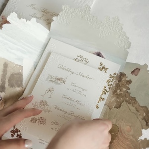Tarjeta de Felicitación de Cartón con Corte Personalizado y Estampado en Vainilla, Funda para Invitaciones con Forma Única, Impresión Tipográfica, Logotipo Personalizado - Product Image 2