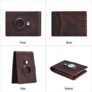 Portefeuille court rétro RFID AndoBag pour AirTag, en cuir Crazy Horse, pince à billets, porte-cartes fin pour AirTag, sac à main 1245 - Product Image 6