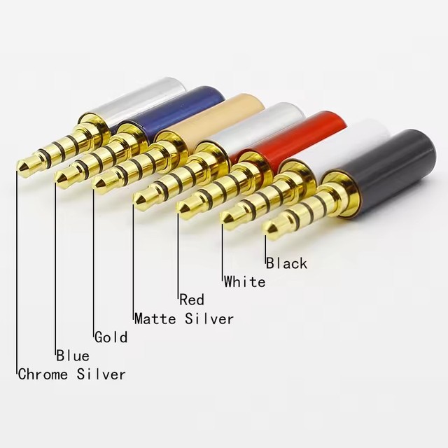 Copper Gold Plated 1/8" 3.5mm Male Mini Jack Plug soldering 4 pole plug Repair Headphone Cable Solder