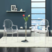 Fauteuil de salle à manger empilable en acrylique, style moderne et élégant, vintage, taille personnalisée, couleur transparente, pour hôtels, banquets, anniversaires