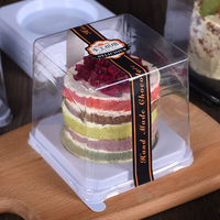 Boîte d'emballage alimentaire en plastique PET jetable pour mini-gâteau rond, mousse, pain et pâtisserie avec taille personnalisable et cuillère
