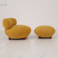 Fauteuil de Salon Mid-Century en Gros avec Ottoman – Meuble de Détente Moderne Bouclé