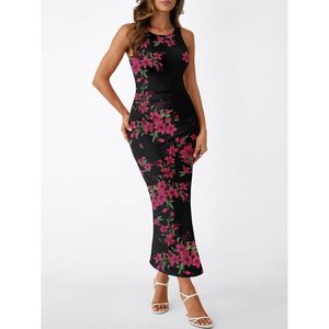 Bodycon <b>Maxi</b> <b>Dress</b> Womens Sleeveless Floral Print Fitted With Side Slit Club Party <b>Dress</b> - Product Image 2