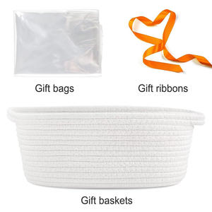 Geflochtener Geschenkkorb Kleiner Baumwollkordel-Korb Seil-Aufbewahrungsbox mit Griffen & Schleifenband - Product Image 5