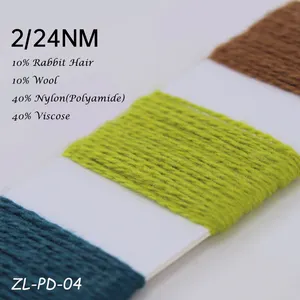 2/24NM 10% Rabbit Hair 10% Wool Nylon Polyamide 40% Viscose fancy flat knitting machine crochet short-haired mink velvet yarn