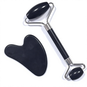 Natural Black Xiuyan <b>Jade</b> Guasha Board and Face <b>Roller</b> Massage for Facial Skin Care - Product Image 6