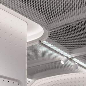 Tấm trần nhẹ màu đen và vàng, tấm trần kim loại mở rộng phủ bột màu đen, tấm trần lưới nhôm đen cho phòng tập thể dục - Product Image 3