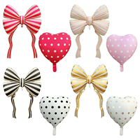 Ballon en aluminium de grande taille en forme de nœud papillon style français, élégant ballon à pois en forme de cœur pour la décoration de douche nuptiale et de mariage