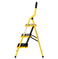 Escalier d'usine à bas prix EN 131 Échelle en acier pliable jaune stable pour l'entretien ménager