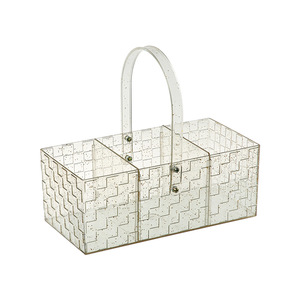 Transparent Gold Powder Picnic Basket 24.5X12.4X21.5 Portable Storage Basket For Fruit Flowers Snacks - Product Image 5