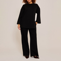Ensemble coordonné pour femmes musulmanes modestes avec logo personnalisé, tunique en tissu épais et pantalon large, échantillonnage rapide, fabricant d'étiquettes