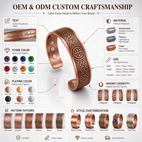 Gelang Magnetik Tembaga Merah Berkilau dengan Inlay Batu Agate Lapis Alami, Gelang Penyembuhan Bio-Energi, Perhiasan Mewah