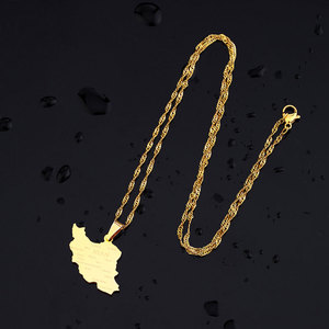 Collares de Plata y Oro PVD Antideslustre de Moda, Joyería Fina de Acero Inoxidable 316L, Collar con Mapa de Irán para Mujer - Product Image 5