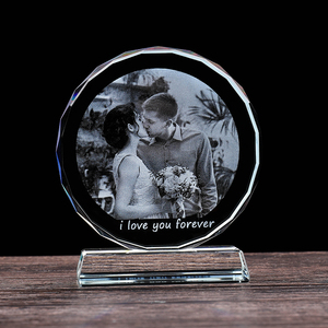 K9 Custom 3D Laser Photo Frame Wedding Souvenirs Round Sunflower Crystal Trophy Award